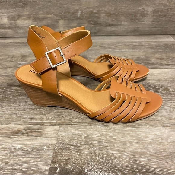 Susina | Terra Wedge Sandals In Cognac Brown NEW - Picture 3 of 7